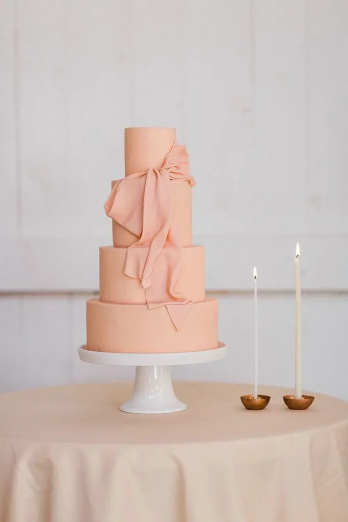 peach fuzz wedding cake